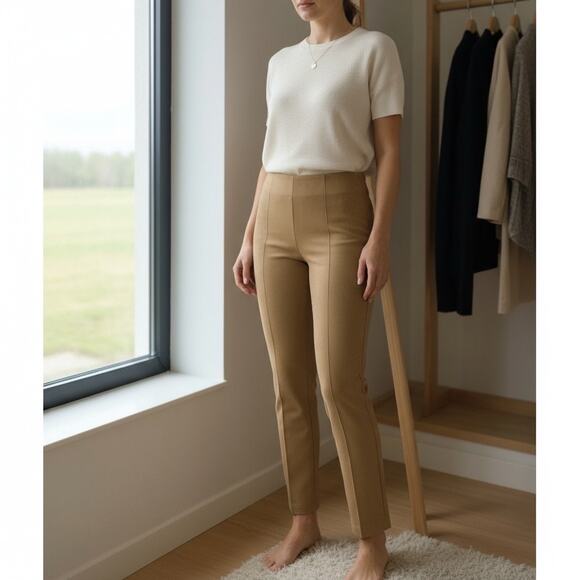 Talbots Portland Pant 2P Camel Brown Stretch Ankle Pull-On Work Pants - Picture 4 of 6